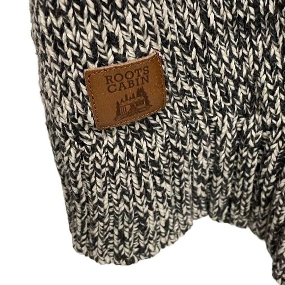 Roots Cabin Cotton Open Front Long Cardigan Sweater Coat Grey Oat Mix S - Picture 8 of 11